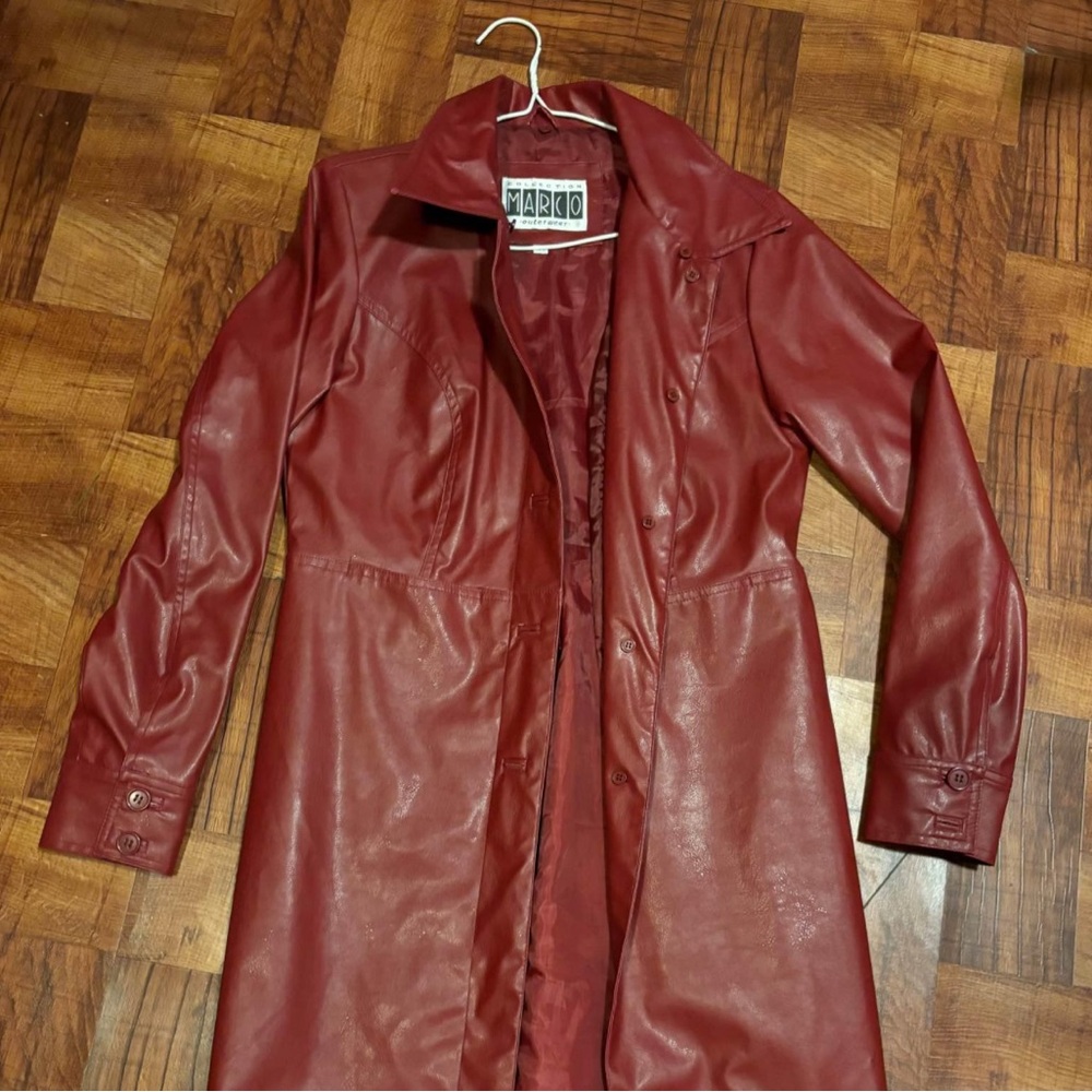 Marco Outwear Vintage Red Faux Leather Jacket